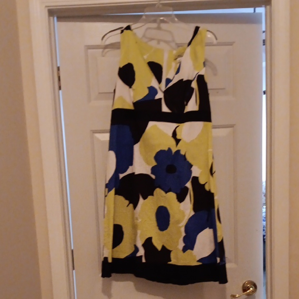 Vibrant Floral Mini Dress - Blue, Yellow, Black